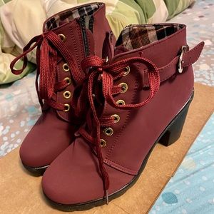 [ON HOLD] PU Heel Lace Up Booties